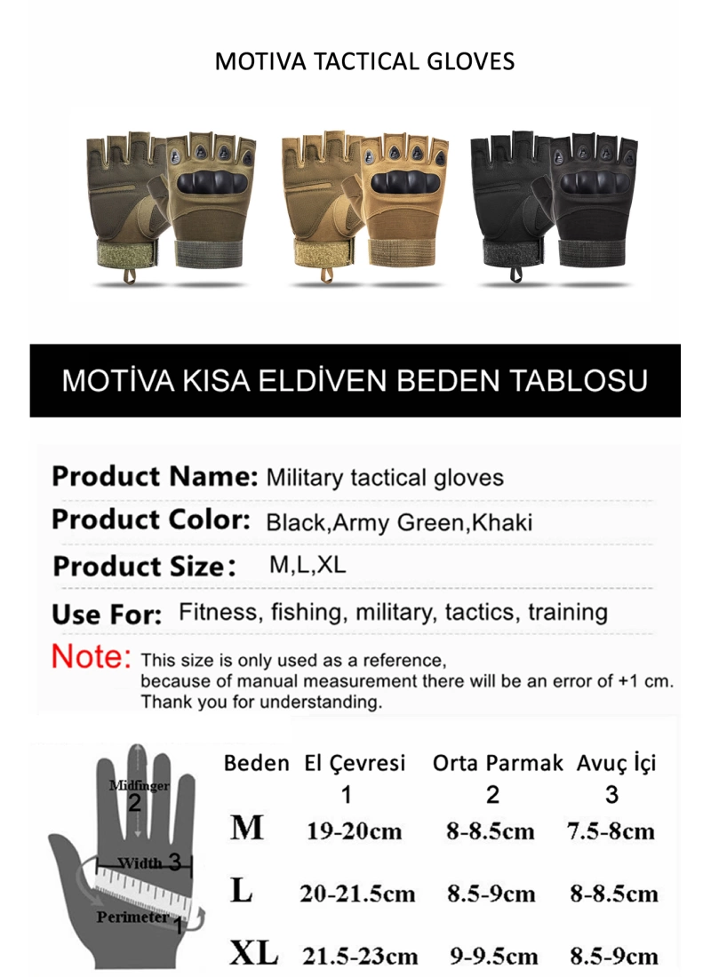 Kısa Taktik Combat Motosiklet Operasyon Outdoor Sport Korumalı Yarım Parmaksız Eldiven