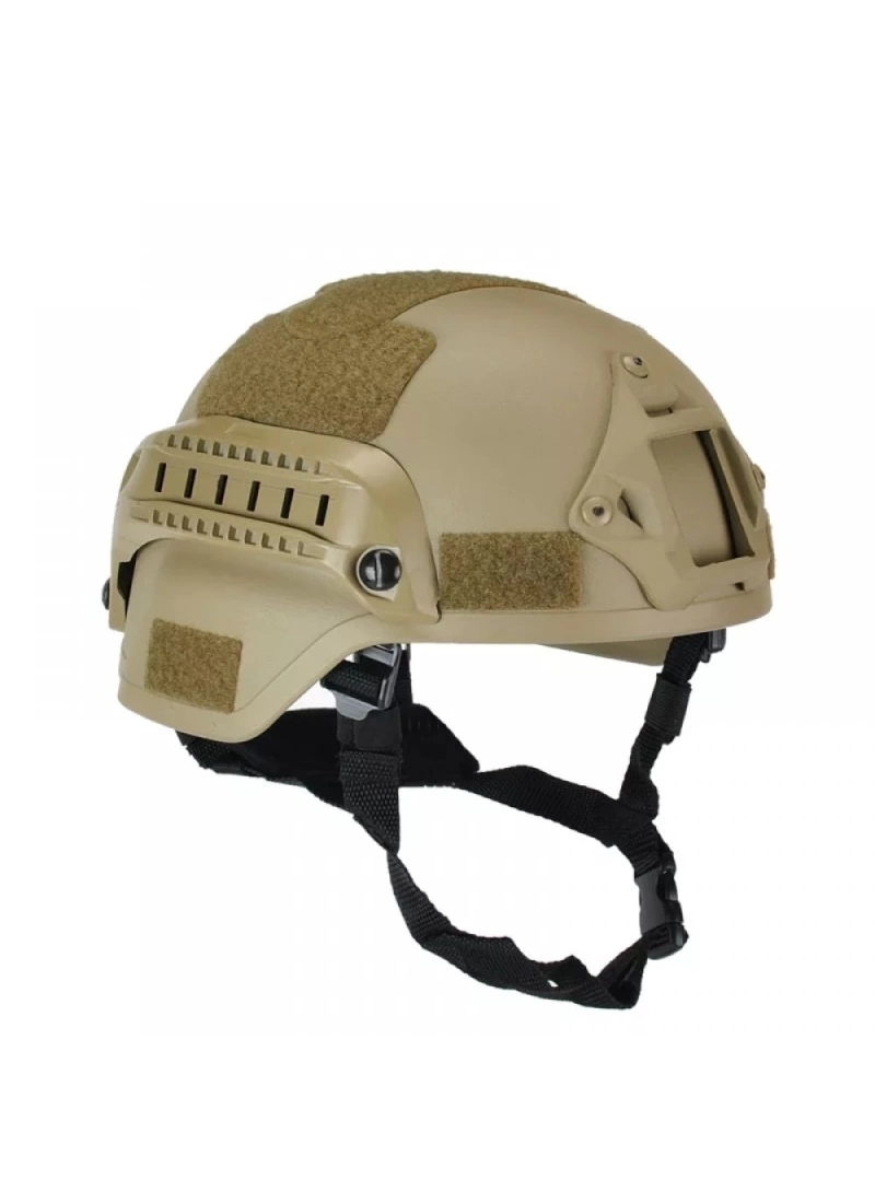 Airsoft Raylı Koruyucu Kask Miğfer Çöl Sarı S-M