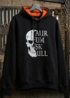 Sweatshirt with Skull Printed Front and Logo Printed Inside the Hood