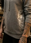 Side Masked Skull Printed Hoodie with Logo Print