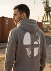 Skull Printed Hoodie with Back Logo Printed Logo Printed Zippered Sweatshirt
