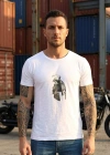 Warrior Helmet Printed Crew Neck White T-Shirt