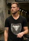 Pirate Epaulette V Neck Mens Black T-Shirt
