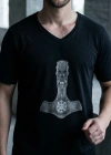 Warrior Axe Printed V Neck Mens Black T-Shirt