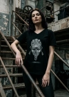 Festival-Totenkopf mit V-Ausschnitt Schwarzes T-Shirt