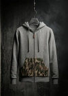 Kamuflaj Baskılı Fermuarlı Kapüşonlu Gri Sweatshirt