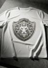 Lion Epaulette Printed Crew Neck White T-Shirt