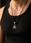 Special Surface Two Color Coated Horseshoe Horse Medallion Necklace with Stone Edges