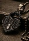 Markazit Taşlı Özel Yüzey Kaplama Kalp Kilit Kolye