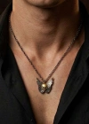 Modern Oxidized Double Color Special Cut Angel Skull Silver Necklace