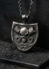 Oxidized Skull Epaulette Silver Necklace