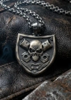 Oxidized Skull Epaulette Silver Necklace