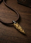 Bullet Silver Necklace Leather Gold Plated Oxidized