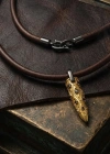 Bullet Silver Necklace Leather Gold Plated Oxidized
