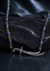 Dark Totem Lapis Taşlı Kılıç Gümüş Kolye