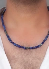 Lapis Taşlı Detaylı Gümüş Kolye