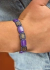 Makrome Örgü Mor Taşlı Oksitli Gümüş Bileklik