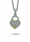 Markazit Taşlı İki Renk Özel Yüzey Kaplama Kalp Kilit Kolye