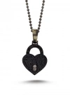 Markazit Taşlı Özel Yüzey Kaplama Kalp Kilit Kolye