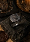 Oxidierte Moderne Liebe Platane Siegel Unisex Silber Ring