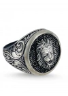 Özel Yüzey Kaplama Aslan Madalyon Gümüş Yüzük