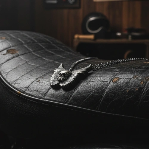 Oxidized Angel Winged Skull Silver Necklace