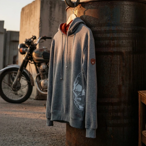 Side Masked Skull Printed Hoodie with Logo Print