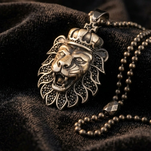 Special Faceted Lion King Necklace with Marcasite Stone