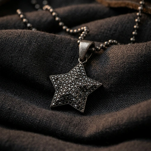 Special Surface Finish Small Star Necklace with Marcasite Stones