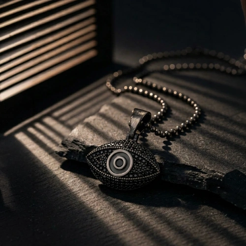 Special Surface Finish Eye Form Necklace with Marcasite Stones