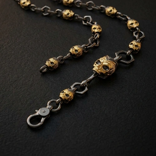 Skull Knitted Chain Silver Necklace
