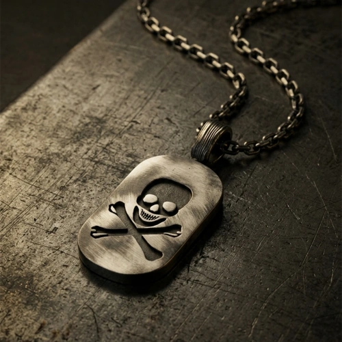 Skull Tag Silver Necklace