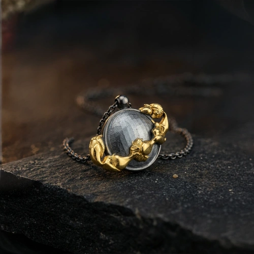 Double Color Full Moon Abundance Loop Unisex Necklace