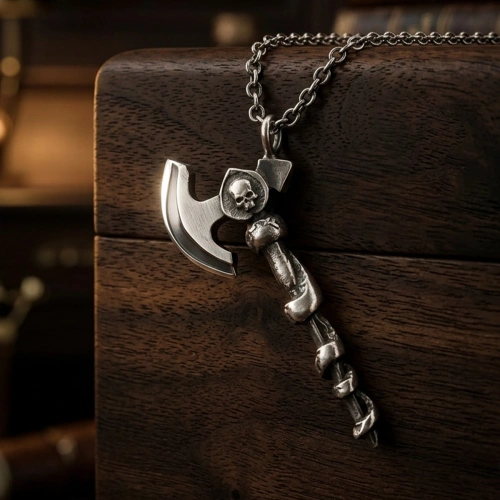 Spiral Axe Silver Necklace