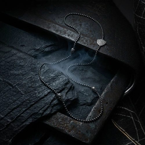 Double Sided Skull Silver Necklace with Ball Chain