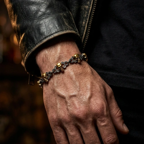 Totenkopf Geflochtenes Silberarmband