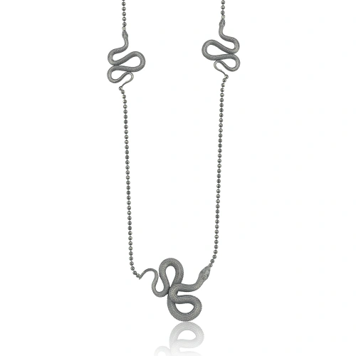 Dark Totem Yılan Tılsımı Gümüş Kolye