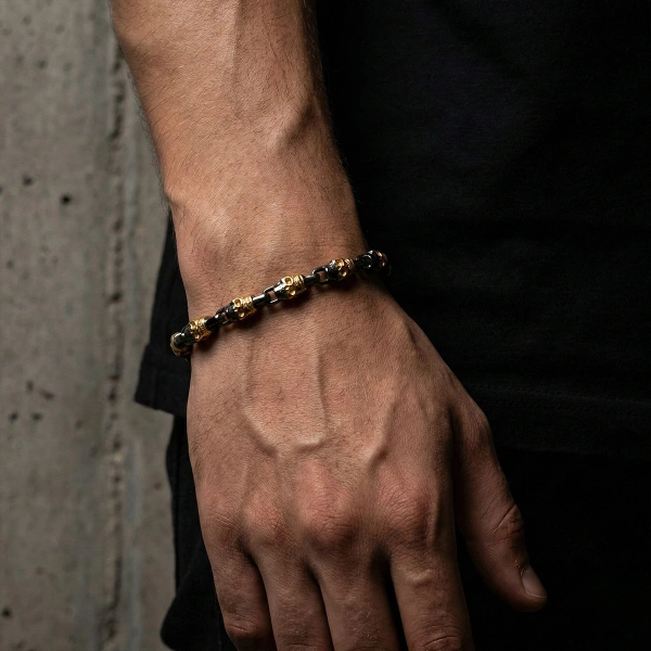 Totenkopf Geflochtene Silberkette Armband