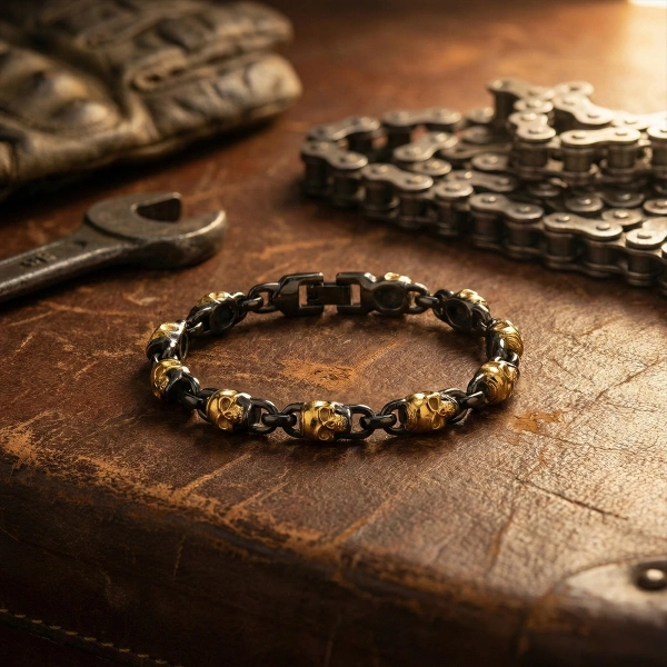 Totenkopf Geflochtene Silberkette Armband