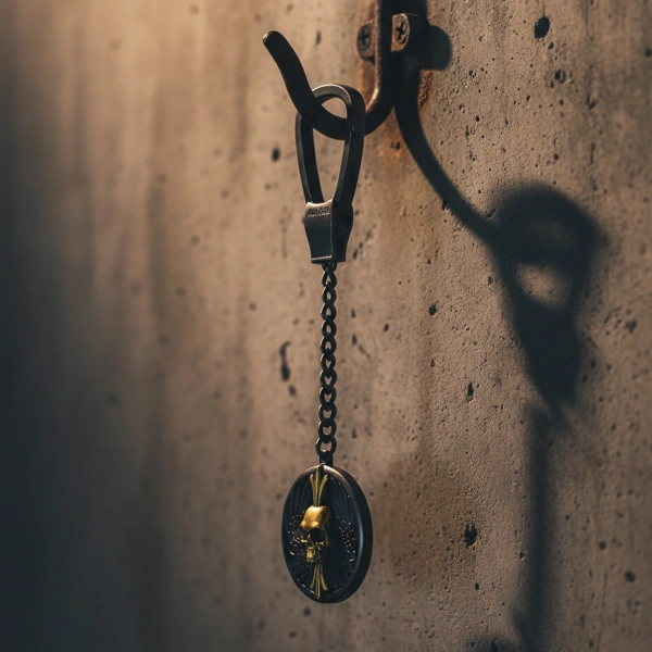 Özel Tasarım Kurukafa Çift Renk Gümüş Anahtarlık