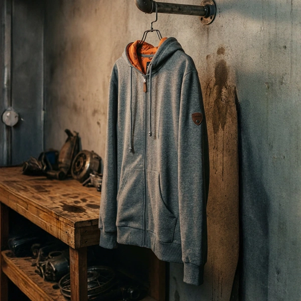 Skull Printed Hoodie with Back Logo Printed Logo Printed Zippered Sweatshirt