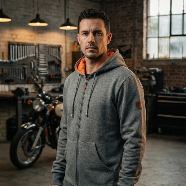 Skull Printed Hoodie with Back Logo Printed Logo Printed Zippered Sweatshirt