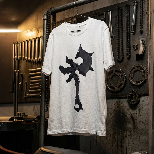 Mitolojik Silah Baskılı Bisiklet Yaka T-Shirt