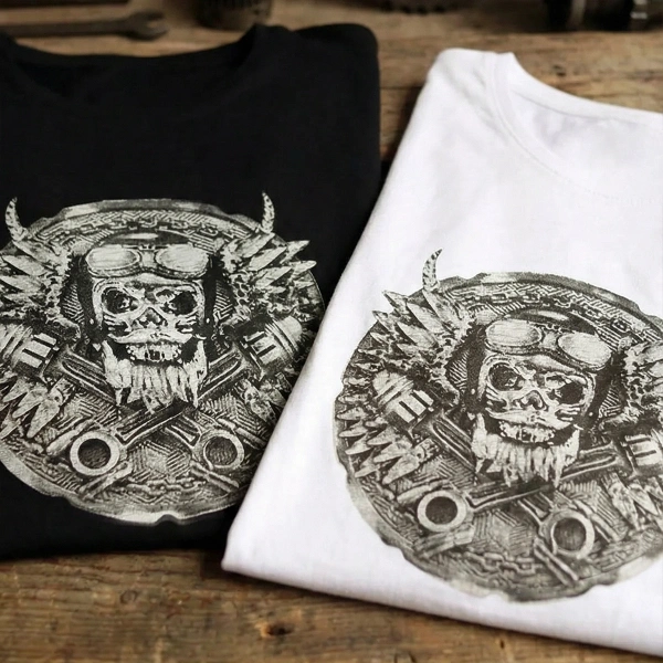Skull Medallion Printed Crew Neck T-Shirt