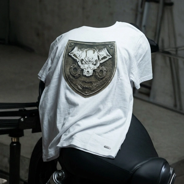 Pirate Epaulette Crew Neck Mens White T-Shirt