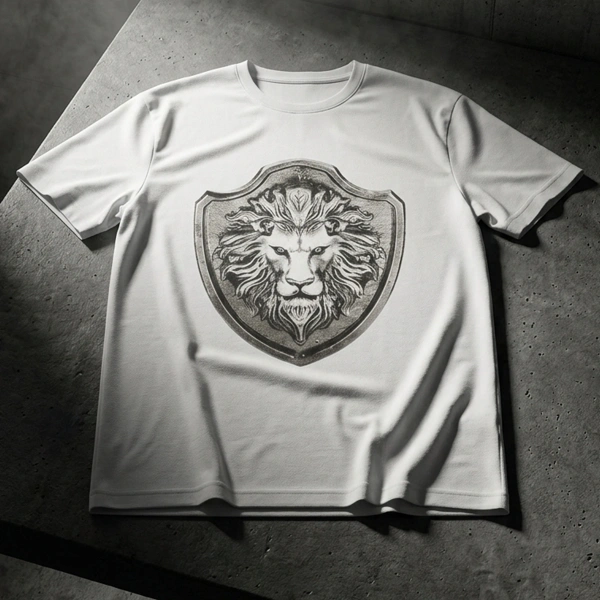 Lion Epaulette Printed Crew Neck White T-Shirt