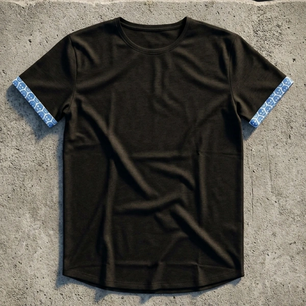 Kolları Kuru Kafa Baskı Biyeli Bisiklet Yaka Bayan Siyah Uzun Tişört