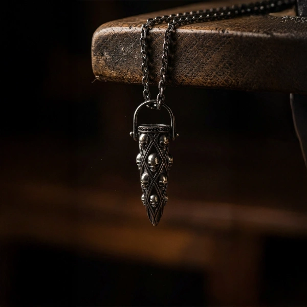 Kurukafa Mermi Form Gümüş Kolye