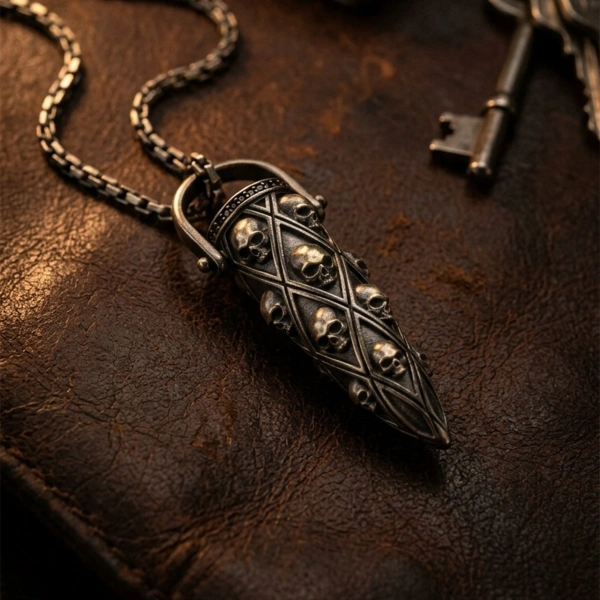 Kurukafa Mermi Form Gümüş Kolye