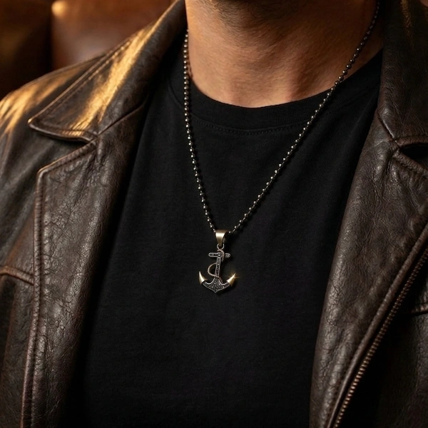 Markazit Taşlı Özel Yüzey Kaplama Halatlı Çapa Kolye